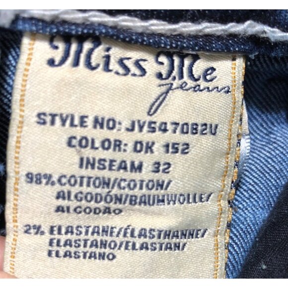 Miss Me Jeans Womens 27 Blue Bootcut Embroidered Cross Back Pockets Rhinestone - Picture 11 of 14